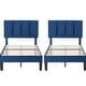preview thumbnail 35 of 70, Kids Bed Frame, Height Adjustable Upholstered Bed, Twin Size Bed Set of 2 Dark Blue