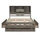 preview thumbnail 11 of 12, Wood Platform Storage Bed Bookcase Headboard Beds w 8 Drawers, Gray