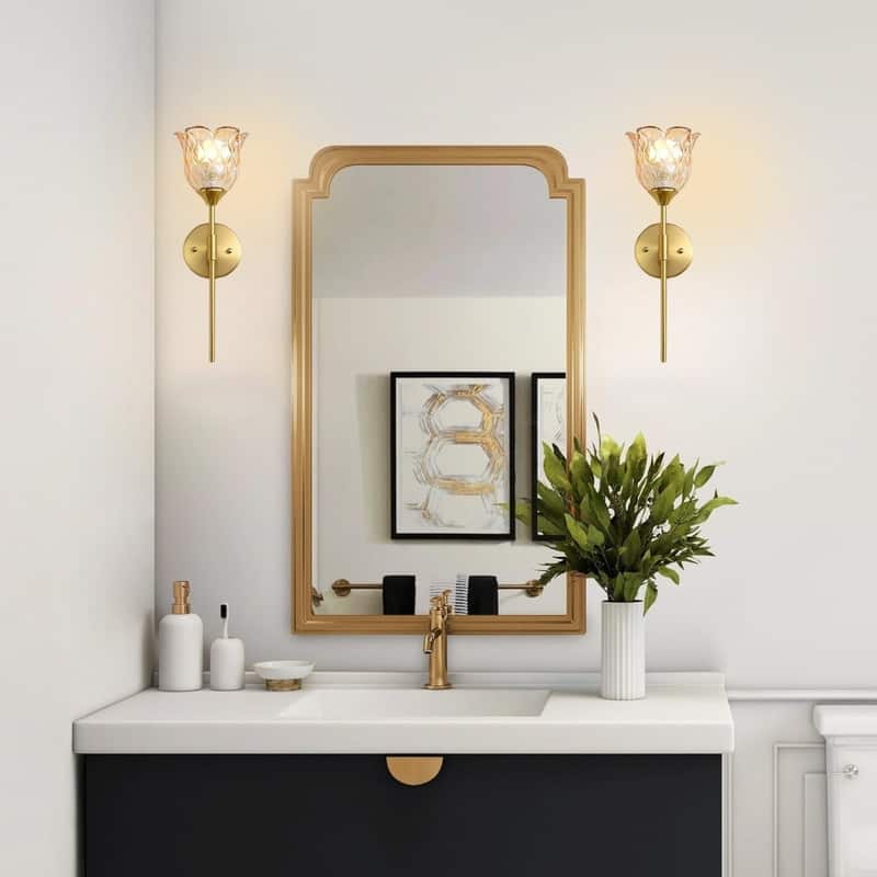 2 Pack light fixture gold battery operated wall sconce metal wall light