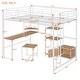 preview thumbnail 7 of 18, White Full Metal Wood Loft Bed with Desk & Shelves