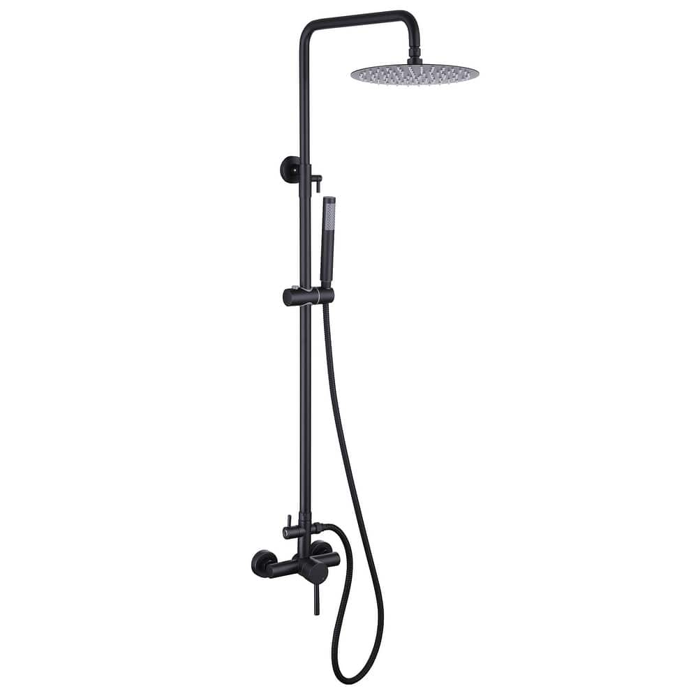 Outdoor 10 Inch Round Rain Shower Set with Handheld Shower (Adjustable Slider)