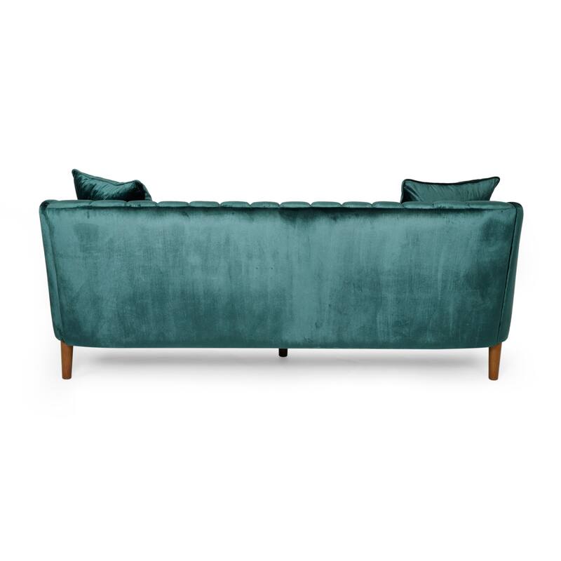Contemporary Deep Seat Sofa with 2 Accent Pillows & Sloped Arms