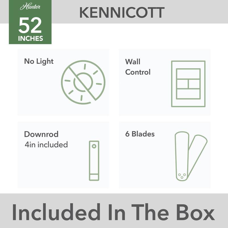 Hunter 52" Kennicott Outdoor Ceiling Fan, Wall Control - Contemporary, Industrial, Transitional - Windmill - Damp Rated!
