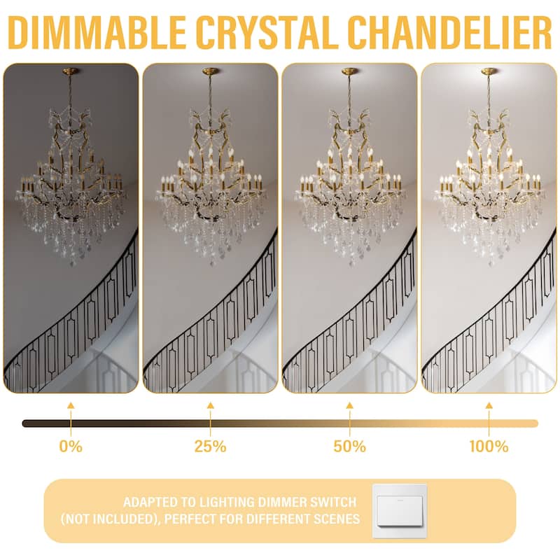 KAYLA Large Crystal Chandelier 28-49in Chandelier Light Fixture Modern Maria Theresa Crystal Chandeliers