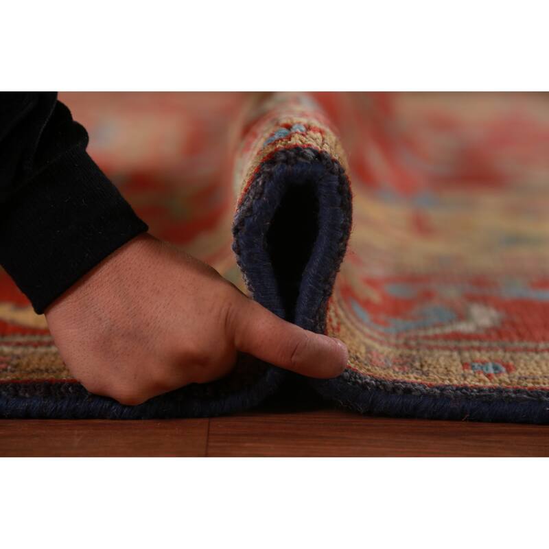 Heriz Serapi Indian Area Rug Hand-Knotted Wool Carpet - 9'0"x 11'10"