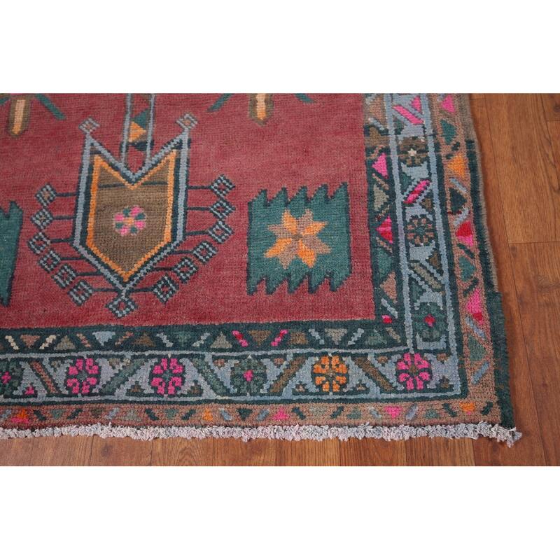 Tribal Ardebil Vintage Persian Runner Rug Handmade Wool Carpet - 3'5" x 12'9"