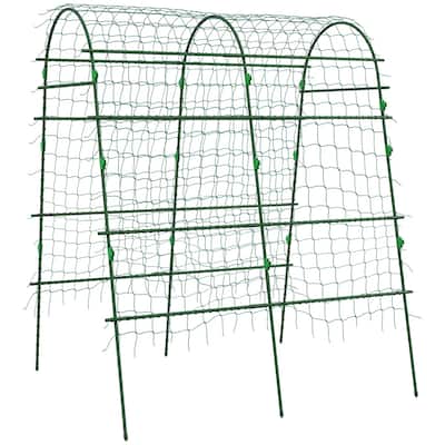 Green Steel PE Arch Trellis for Climbing Plants and Vegetables - 56.75" W x 65.75" D x 81" H