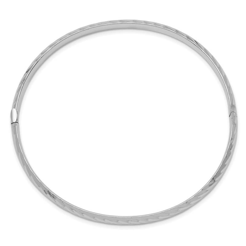 Curata 14k White Gold 3/16 Textured Bangle Bracelet