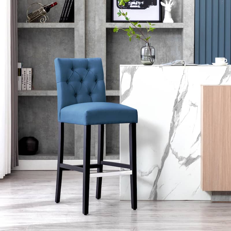 Carter 29" Button Tufted Bar Stool Black Finish