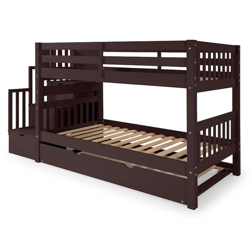 Taylor & Olive Trillium Twin over Twin Stairway Bunk Bed, Twin Trundle