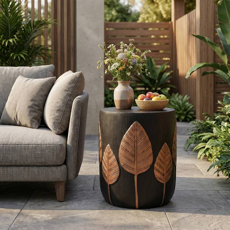 Outdoor LightWeight Concrete Side Table, Copper - 19.84 - 19.84