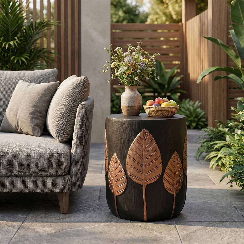Outdoor LightWeight Concrete Side Table, Copper - 19.84