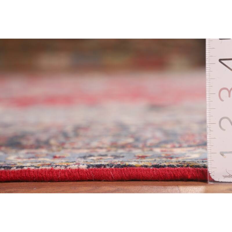 Pictorial Red Floral Kashan Turkish Rug Medallion Machine Made Carpet - 9'7" x 13'0"