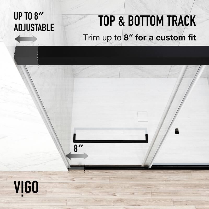 VIGO Satro E-Class 52 to 60 in. W x 74 in. H Semi-Frameless Double-Sliding Shower Door with Clear Tempered Glass