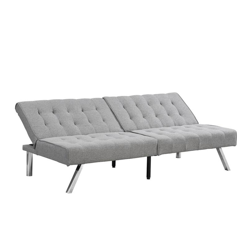 Grey Fabric Futon Sofa Bed, 68x33x32 inches