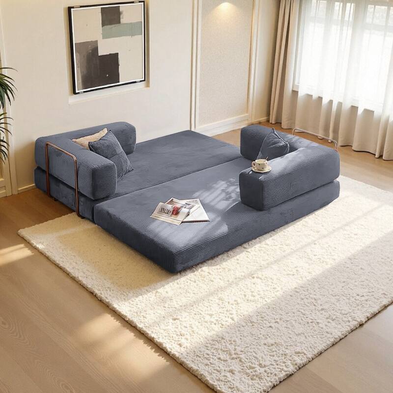 2-in-1 Convertible Modular Sofa Bed, Memory Foam Mattress, No Assembly, Space-Saving for Living Room, Bedroom