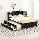 preview thumbnail 1 of 9, Full Captain Bed with Type-C USB Ports & LED Headboard & Trundle, Espresso Espresso - Full