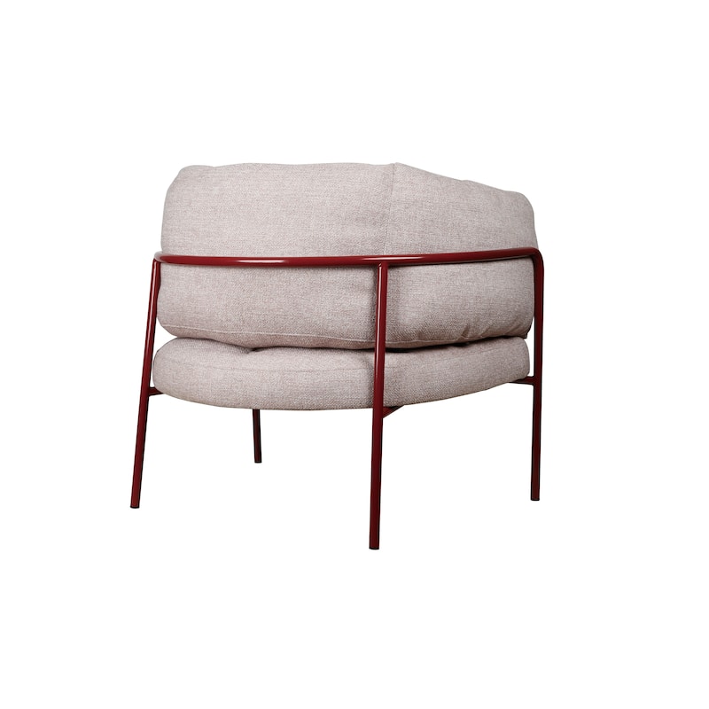 Cotton Slub Fabric Upholstered Chair with Powder Coated Metal Legs and Lumbar Pillow - 31.13"L x 34.63"W x 30.75"H