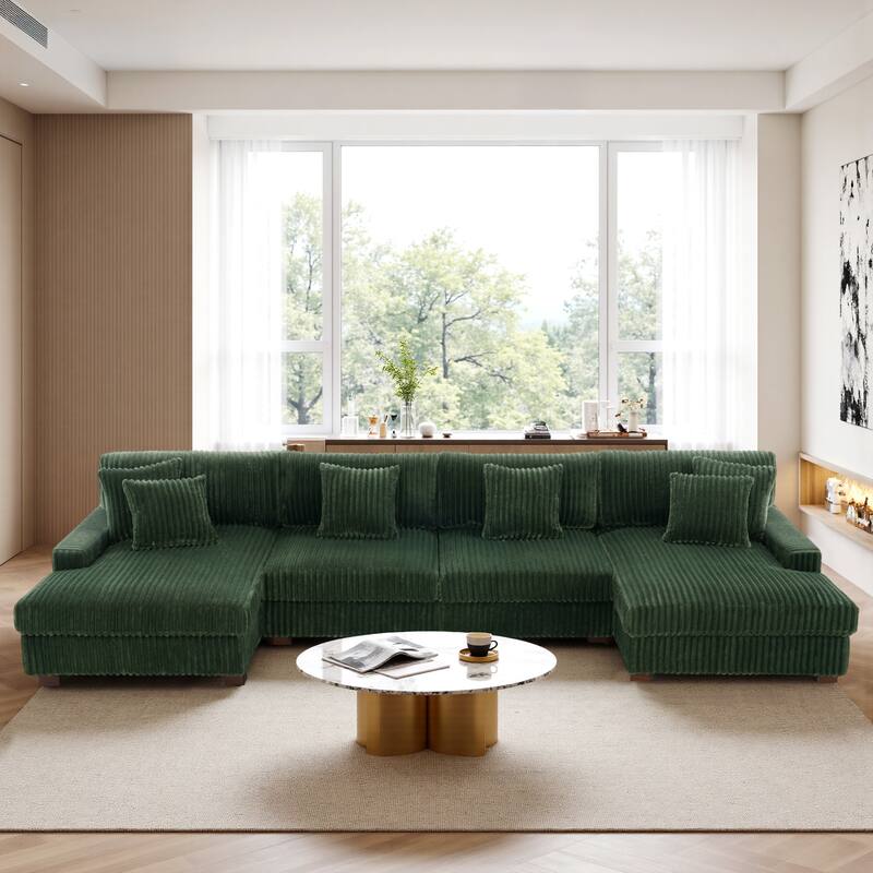 Cotton Flannel 3-Seat Modular Sectional Sofa with Chaise