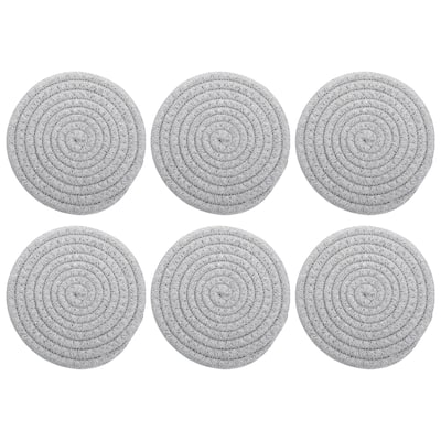 Absorbent Drink Coasters, 6Pcs 4.7" Handmade Woven Coaster Cotton