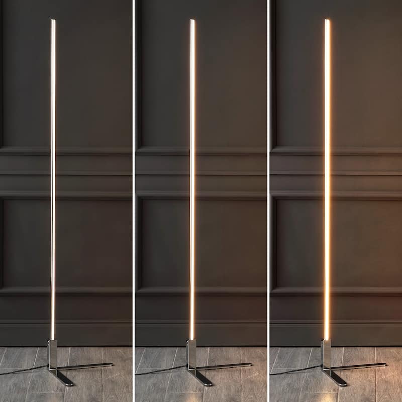 Malthe 60.5" Modern Contemporary Aluminum/Iron Integrated LED Post Floor Lamp, by JONATHAN Y