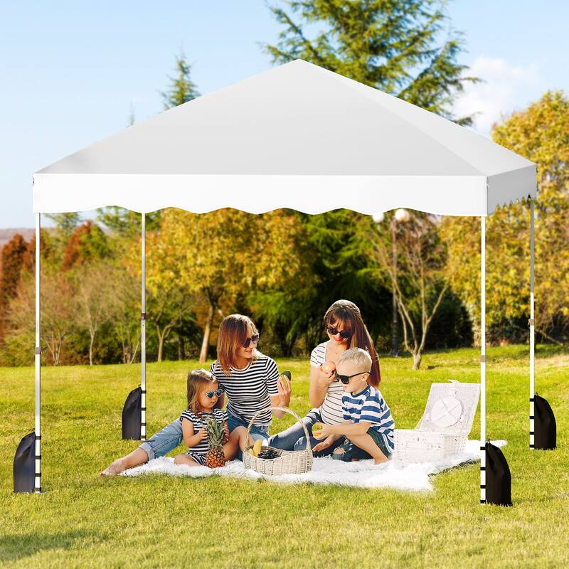 10 x 10 Feet Outdoor Pop-Up Folding Canopy Tent with 3 Height Settings and Strong Metal Frame