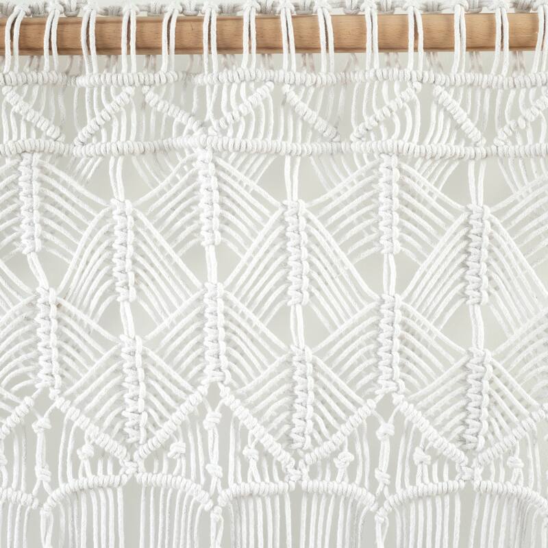 Lush Decor Boho Macrame Tassel Cotton Valance/Kitchen Curtain/Wall Decor Single - 30" x 40"