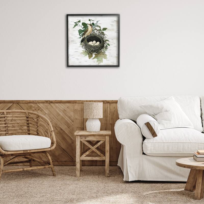 Stupell Vintage Bird Nest & Flora Framed Giclee Art Design By Susan Arnot