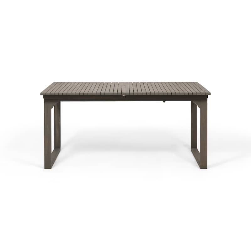 Expandable Acacia Wood Dining Table with Slat Top and U Shaped Legs Outdoor Patio