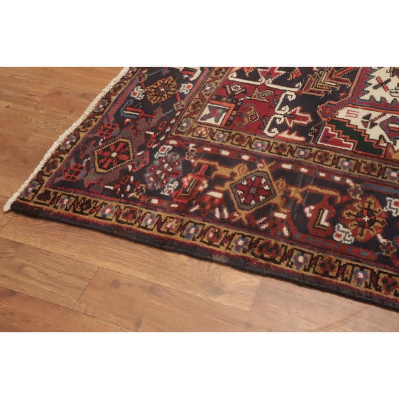 Hand Knotted Oriental 100% Wool Carpet Traditional Medallion Red Heriz Area Rug - 9' 6'' X 7' 0''