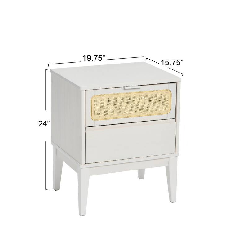 Crawford Wood 2-Drawer Bed Side Table