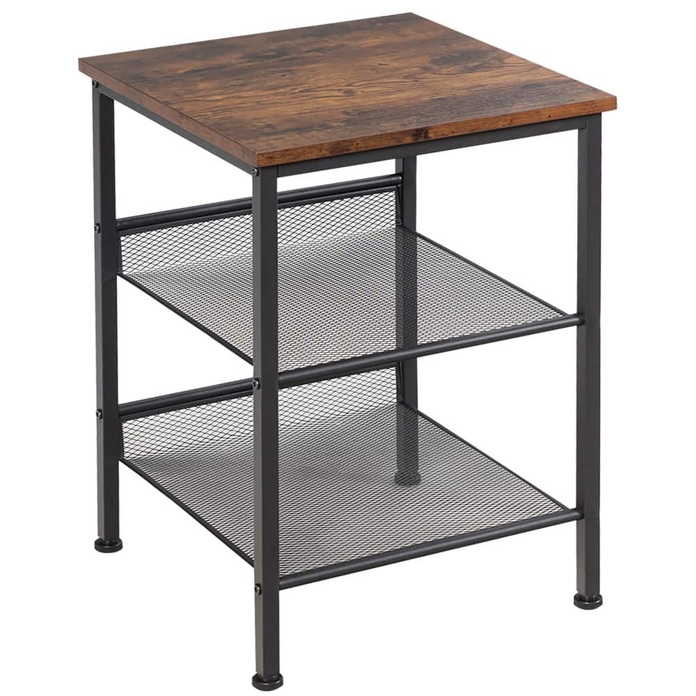 Costway 3-Tier Industrial End Side Table Nightstand W/2 Adjustable - 16'' x 16'' x 22''