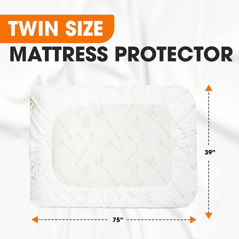 Cheer Collection Waterproof Bamboo Mattress Protector - White - Twin