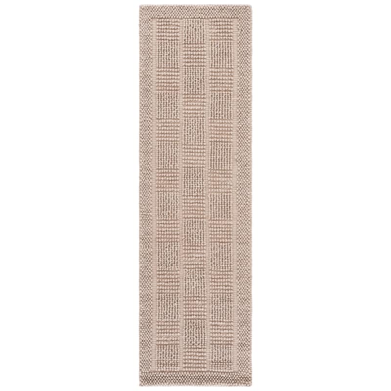 SAFAVIEH Handmade Natura Edmeia Raised Textured Wool Blend Rug - 2'3" x 8' Runner - Beige