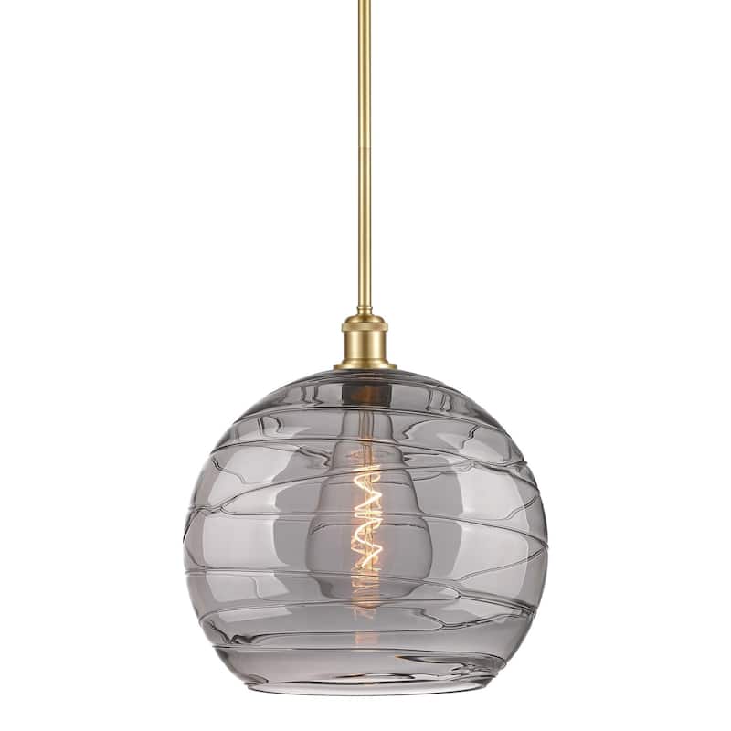 Innovations Lighting 516-1S-16-14 Athens Deco Swirl Pendant Athens - Satin Gold / Light Smoke Deco Swirl