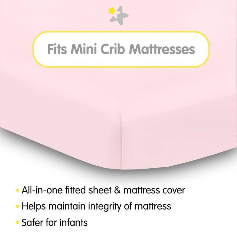 BreathableBaby All-in-One Fitted Sheet & Waterproof Cover for 38" x 24" Mini Crib Mattress (2-Pack)