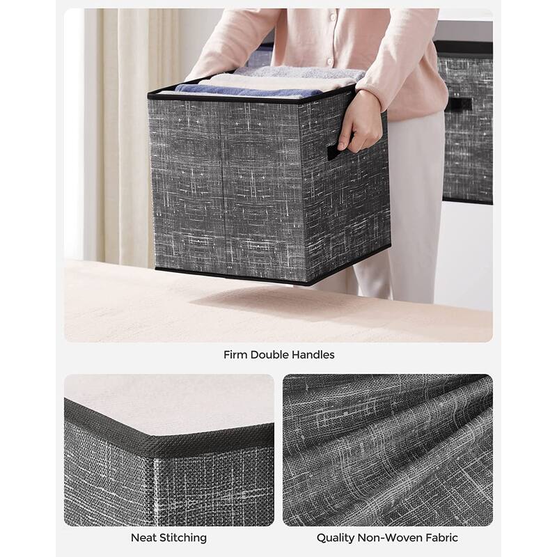 6 Fabric Foldable Storage Cubes with Handles Stylish Print Ideal for Bedroom and Living Room