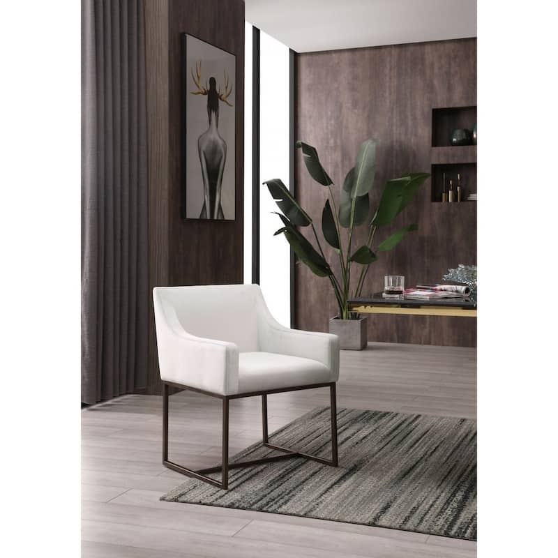 Beige Velvet Antique Brass Dining Chair