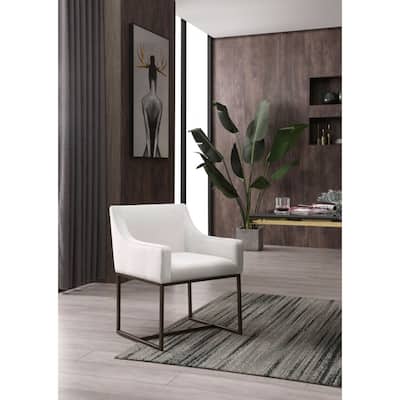 Beige Velvet Antique Brass Dining Chair