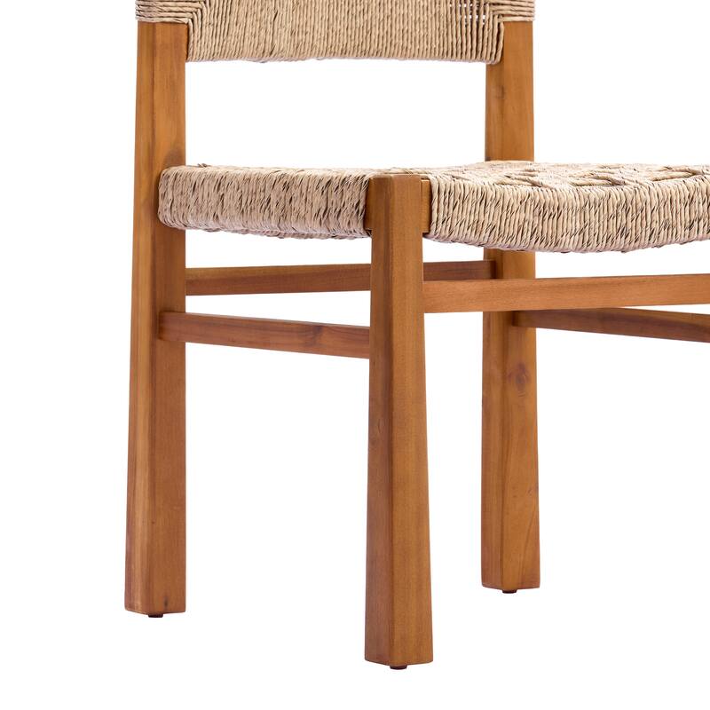 Christopher Knight Home - 7-Piece Solid Acacia Wood Outdoor Dining Table Set with Wicker Woven Dining Chairs