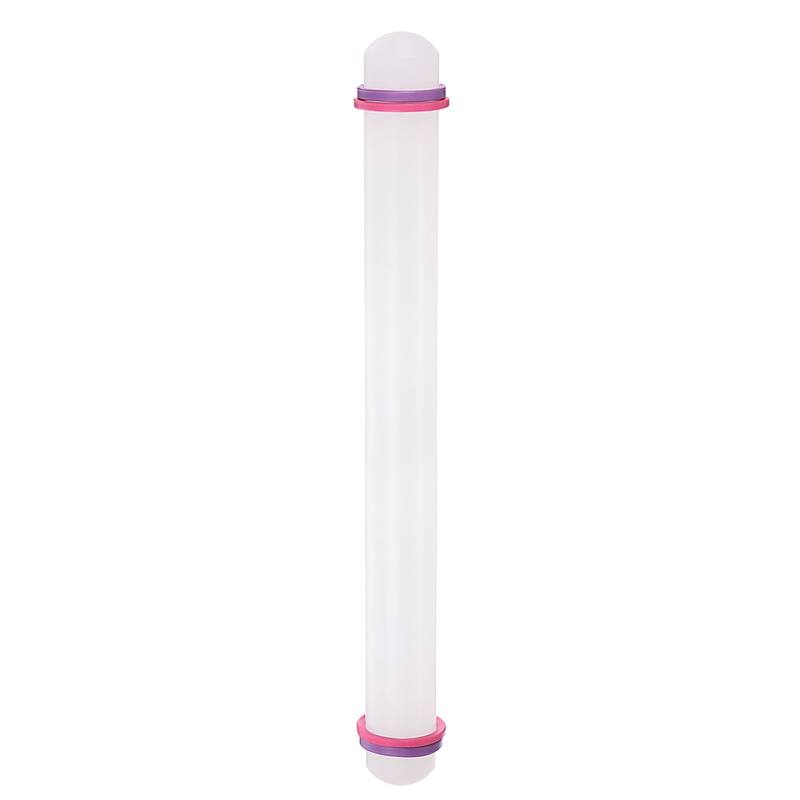 Fondant Rolling Pin with Rings PP 43cm x 3.5cm Non Stick for Baking White - 43cm x 3.5cm