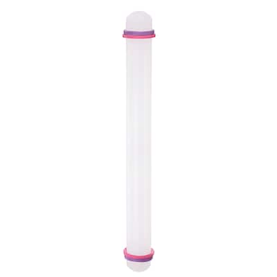 Fondant Rolling Pin with Rings PP 43cm x 3.5cm Non Stick for Baking White - 43cm x 3.5cm