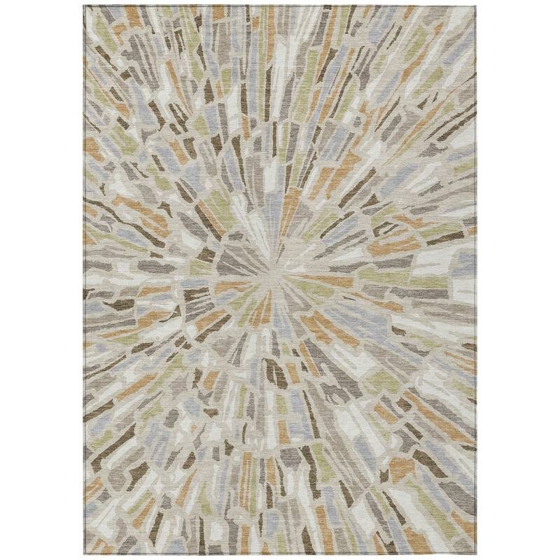 Machine Washable Indoor/ Outdoor Modern Zip Chantille Rug