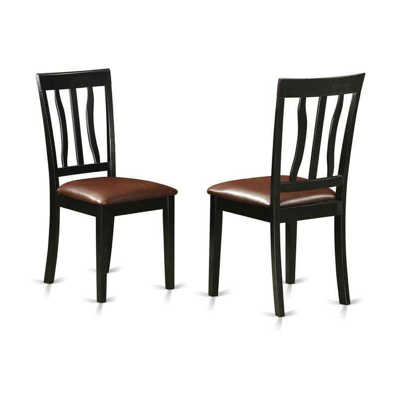 HomeStock 5-Pc Black and Cherry Finish Solid Wood Top Dining table with 4 Chairs