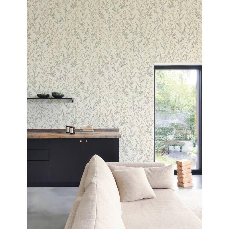 Chesapeake Laverne Neutral Wildflowers Wallpaper