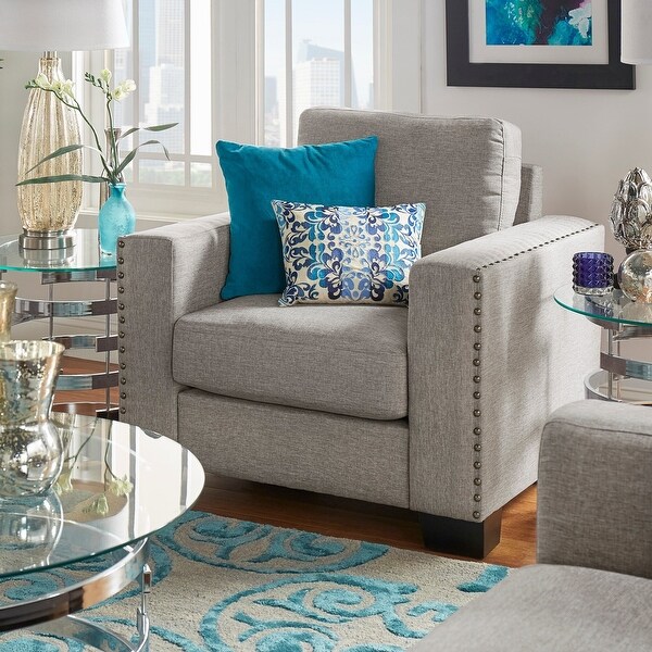 Torrington Linen Nailhead Track Arm Accent Chair by iNSPIRE Q Classic. Opens flyout.