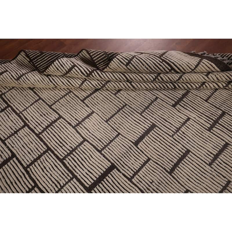 Modern Geometric Moroccan Large Area Rug Hand-Knotted Wool Carpet - 10'0"x 15'5"