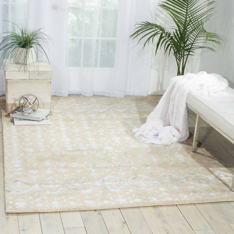 Nourison Symphony Solid Casual Oriental Area Rug - 5'6" x 7'5" - Ivory - Runner/Rectangle