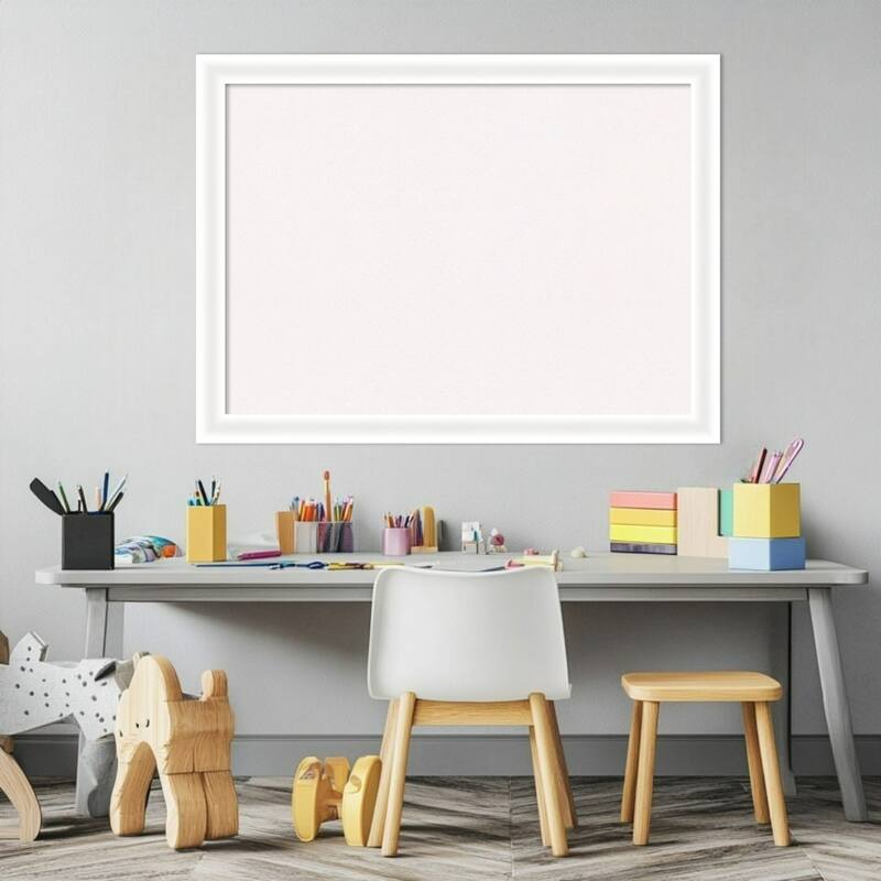 Oliver White Narrow Wood Framed Cork Board - Bulletin Board, Organization Board, Pin Board