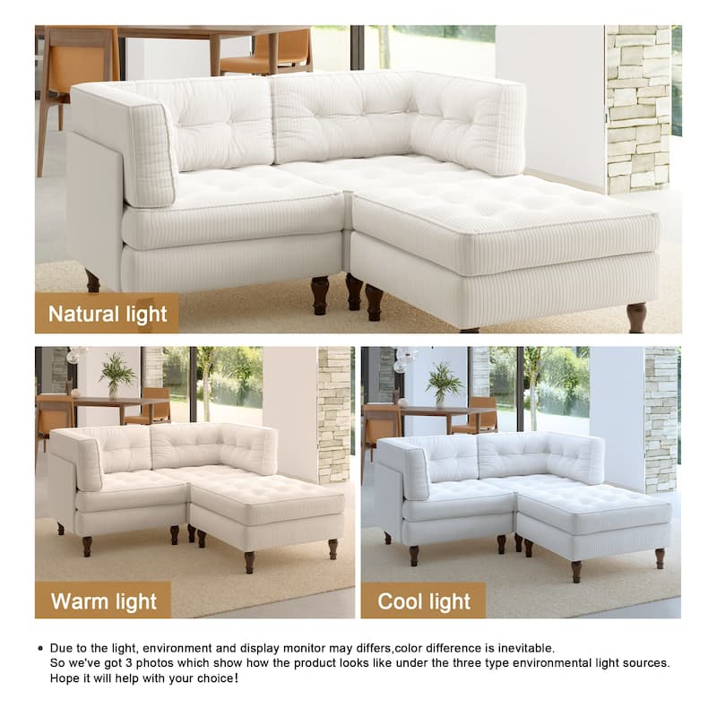 Oversized Sofa Corduroy Tufted Modular Sectional Set